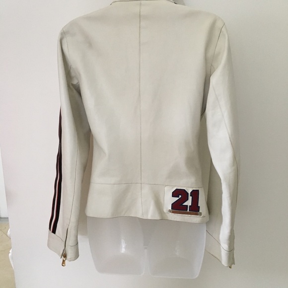 Dolce & Gabbana Cream Leather Biker Jacket